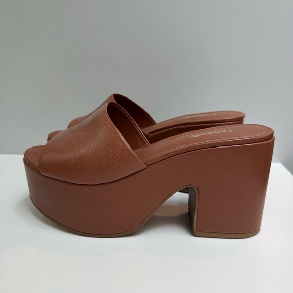 Larroude Brown Leather Platform Mules - Picture 3 of 6